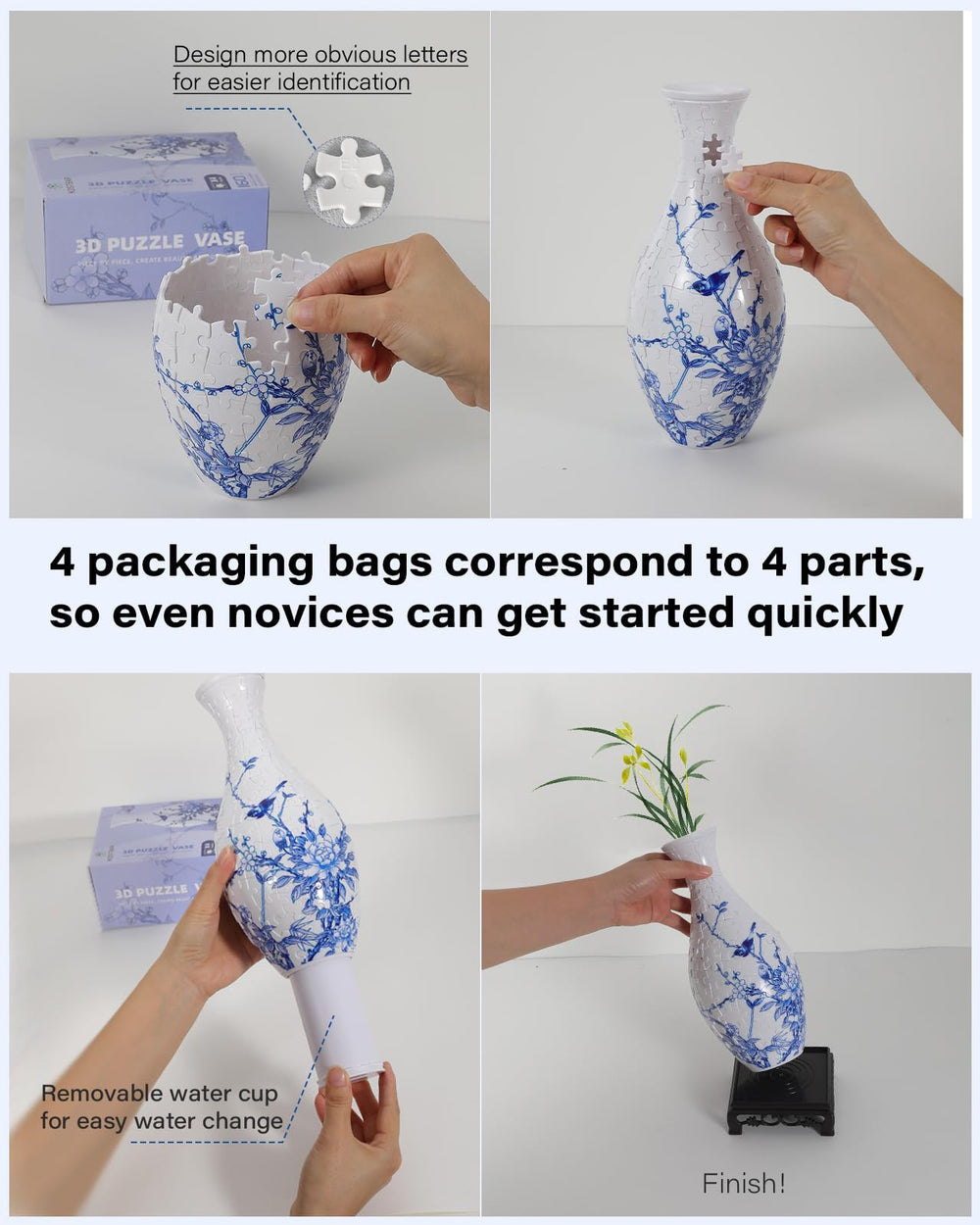 KOSTBAR 3D puzzle vase UV-durable print resists water exposure
