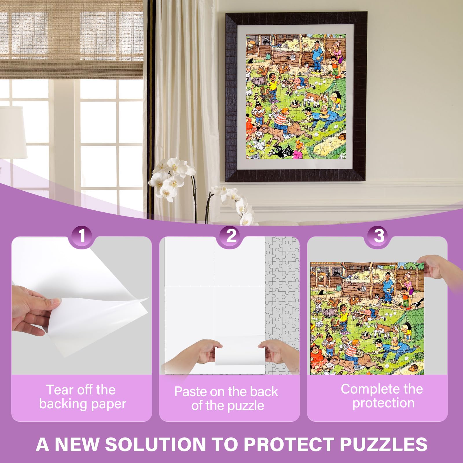 KOSTBAR Puzzle Glue Sheets cut-to-size feature lets you tailor to any puzzle.