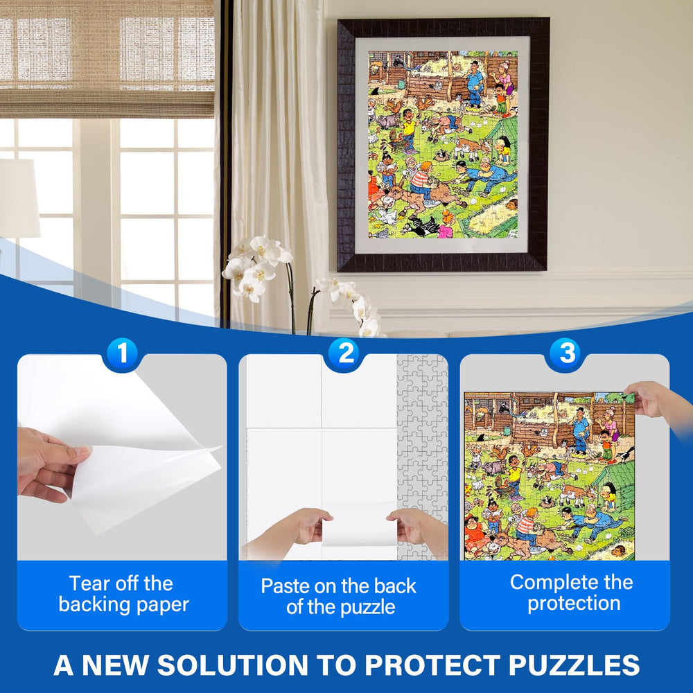 KOSTBAR 14.7x7 inch sheets protect up to 4x1000-piece puzzles.