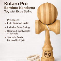 Kotaro Pro Bamboo Kendama cups close-up emphasizes deep, stable cups for reliable landings.