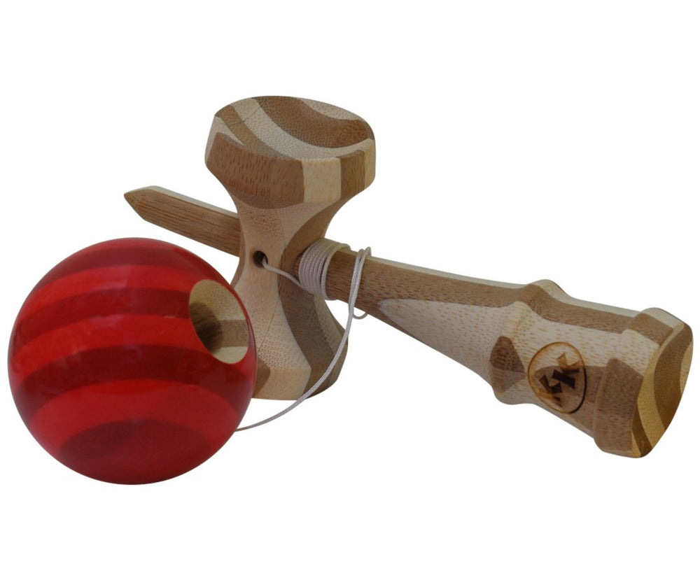 Kotaro Pro Bamboo Kendama laminated bamboo texture emphasizes lightweight durability.