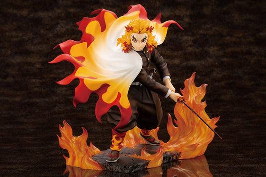 Kotobukiya PP927 Demon Slayer Kyojuro Rengoku figure front view highlights faithful sculpt
