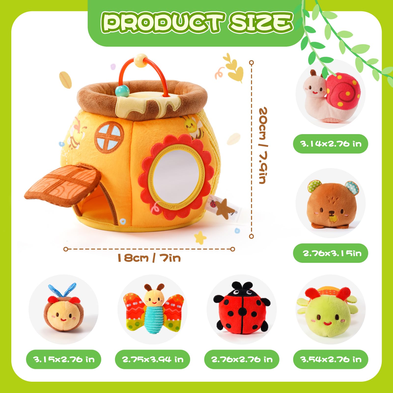 Koty Bee House sensory toy mirror fosters self-awareness during play.