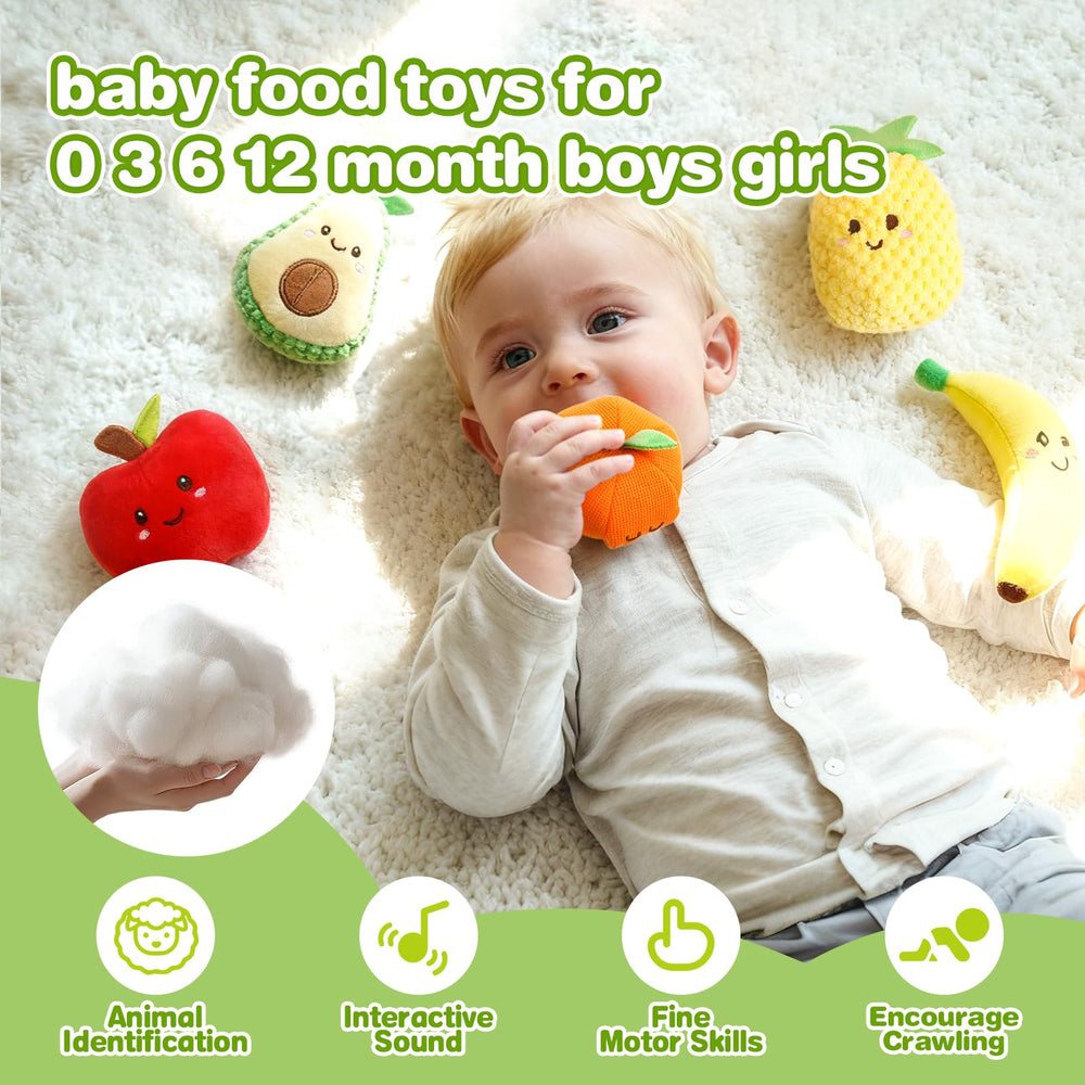 Koty rattling corn toy delivers gentle sound for curiosity.