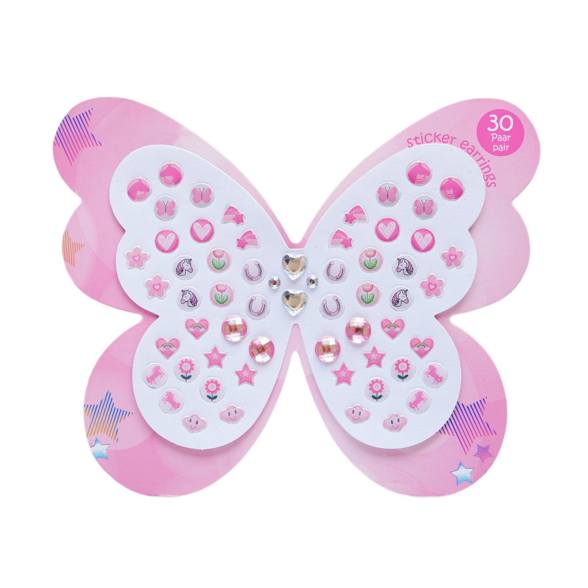 Koutey butterfly stick-on earrings for kids, playful butterfly design for everyday fun and no piercing