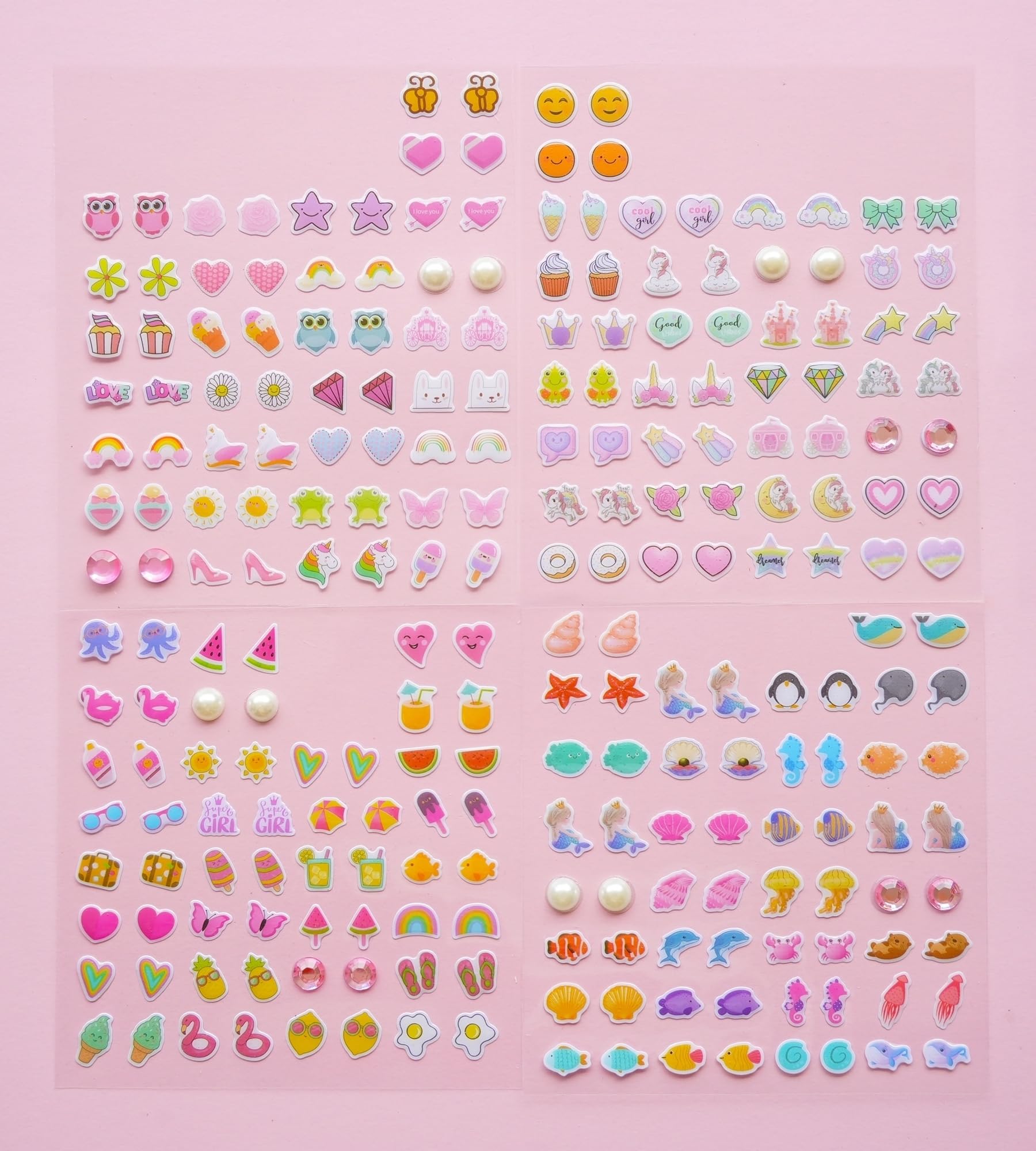 Koutey Stick-On Earrings flamingo pink close-up for cute costume accents