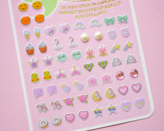 Koutey heart gems stick-on earrings for colorful daily wear