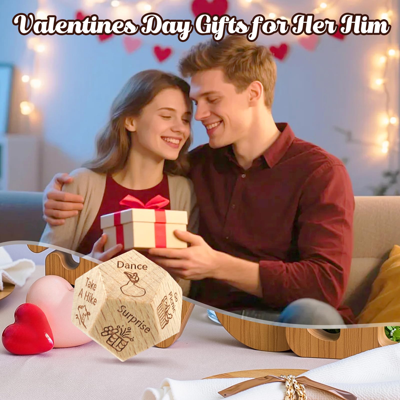 kowgical date idea dice beside board games for versatile at-home date nights.