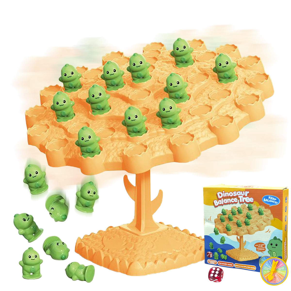 Kowgical Dinosaur Balance Tree base setup for steady two-player play.