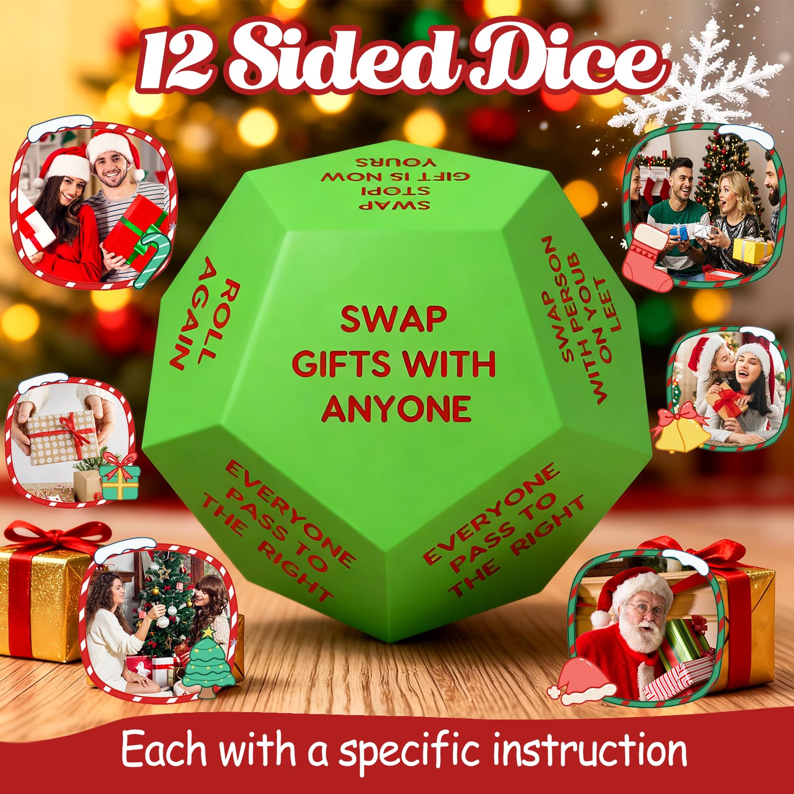 kowgical Gift exchange dice mid-roll action among friends for laughs