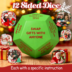 kowgical Gift exchange dice mid-roll action among friends for laughs