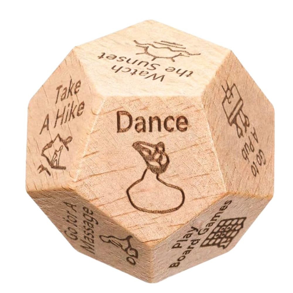 kowgical valentines date night dice cover with engraved heart motif, ideal for romantic gifting.