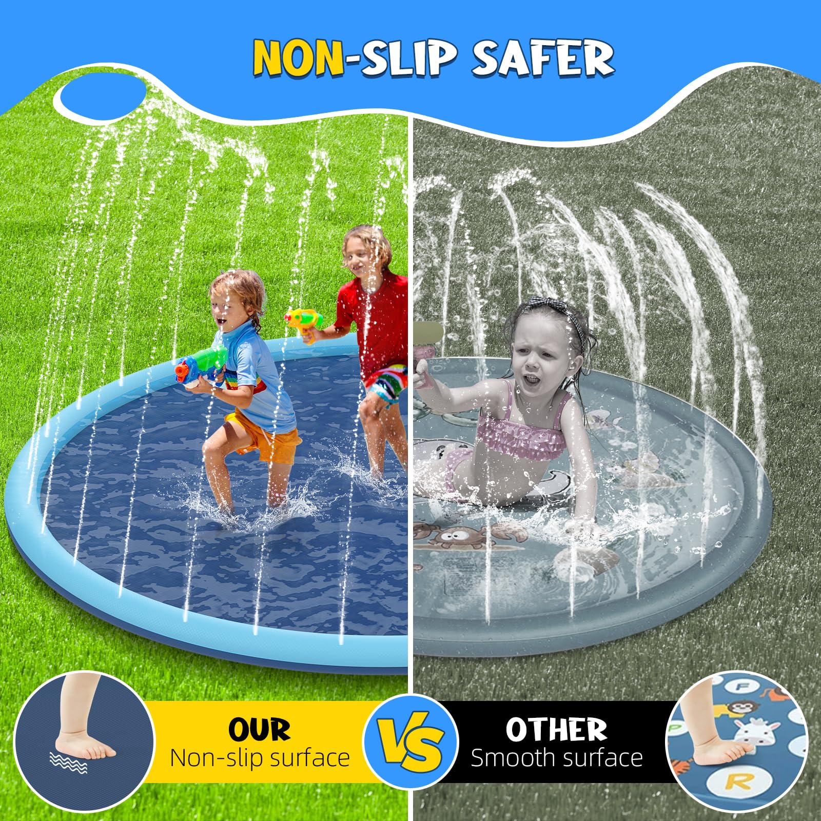 KOXOBET splash pad where kids and dogs enjoy the play area and spray