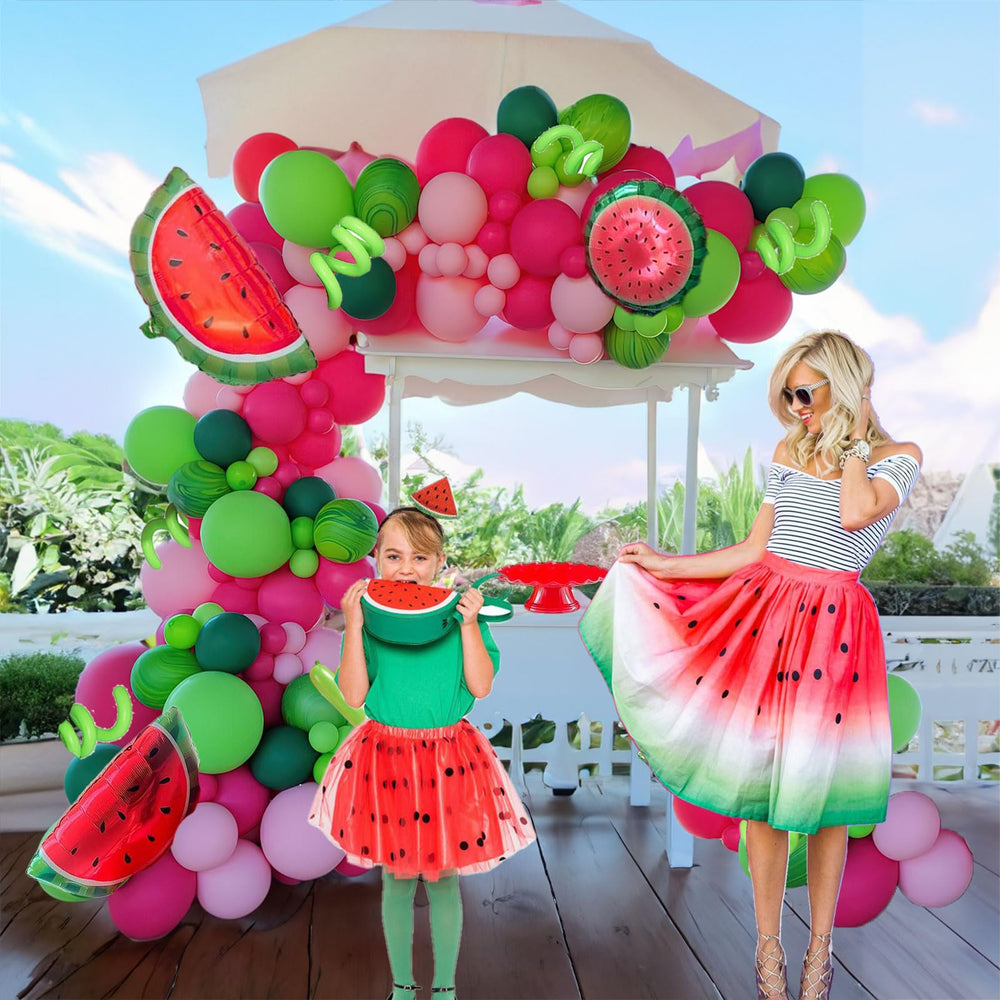 Kozee melon-theme birthday decor creates festive celebration vibes.