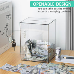 Kozsort brown clear piggy bank large capacity ideal for coins and folded cash
