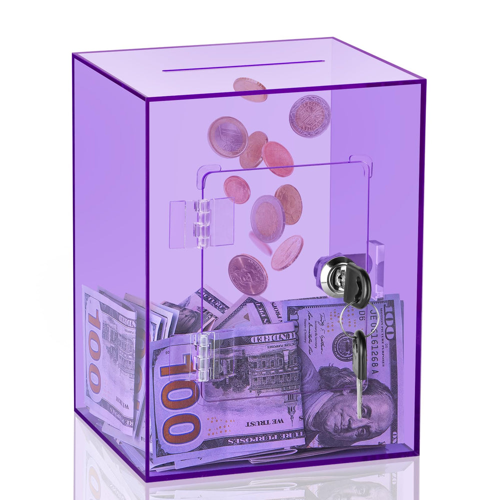 Kozsort clear piggy bank in purple shows savings growth with transparent visibility