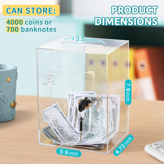Kozsort durable acrylic jar offers shatter-resistant storage for coins and notes.