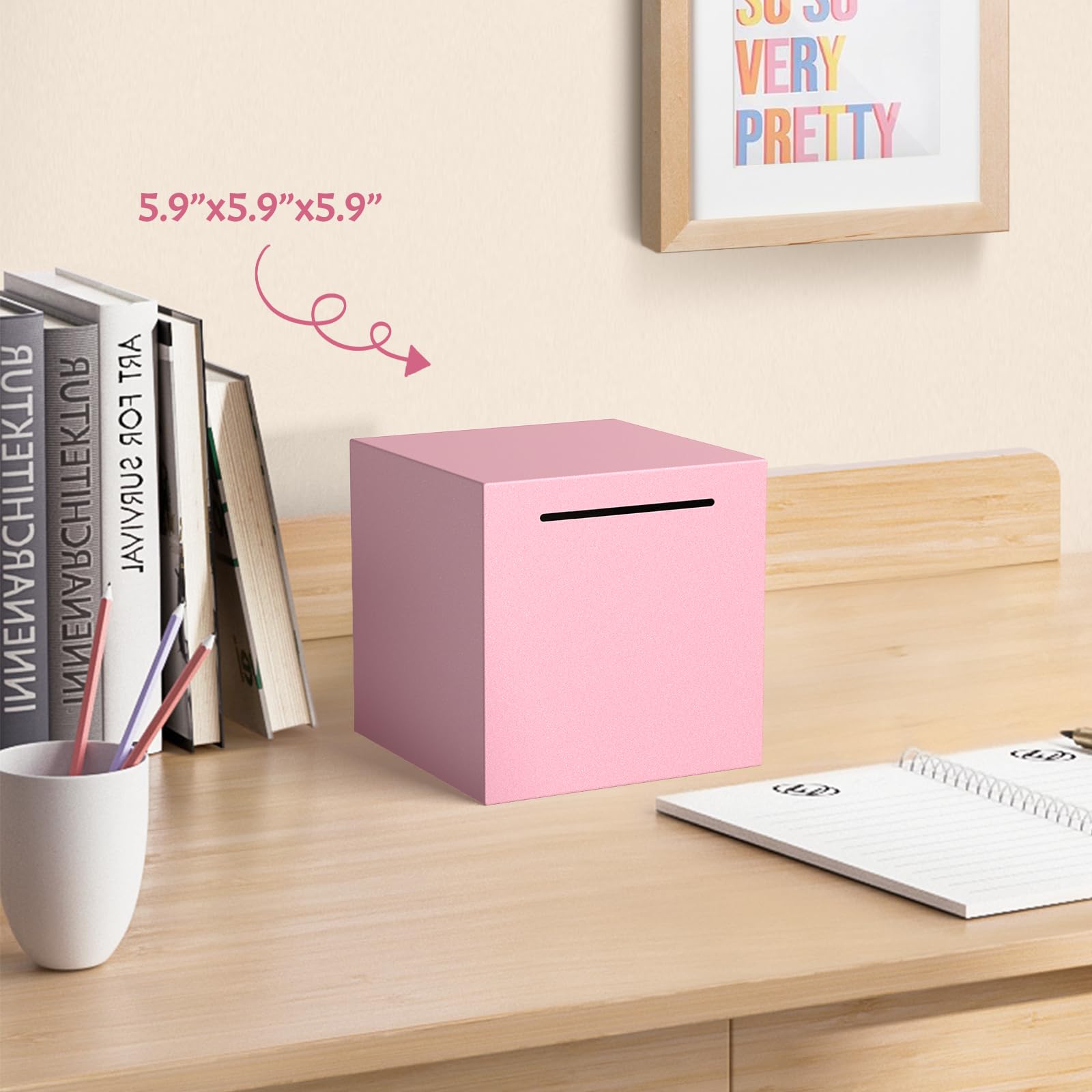 Kozsort medium piggy bank stands 5.9 inches for budgeting goals.
