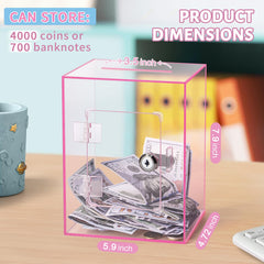 Kozsort pink clear piggy bank side view highlights sleek acrylic design