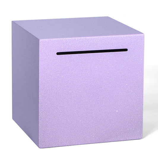 Kozsort unbreakable piggy bank purple front view highlighting durable stainless steel construction.