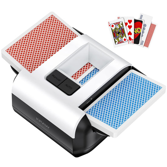 KPAW Card Shuffler 2-Deck front view shows compact travel friendly design.