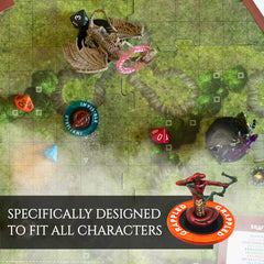 Kraftex DND condition rings beside spell templates enable quick effect tracking.