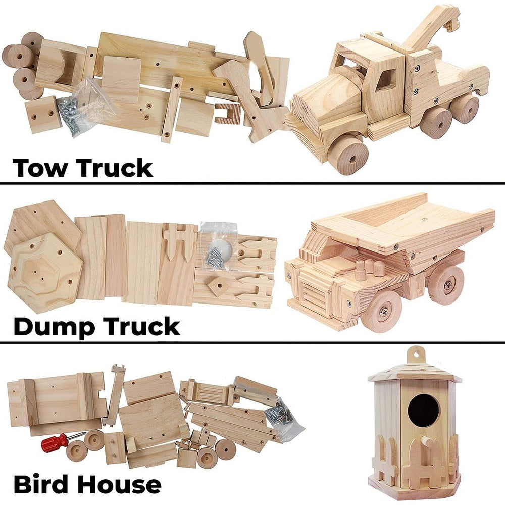 Kraftic birdhouse wood model kit with pre sanded pieces ready to paint