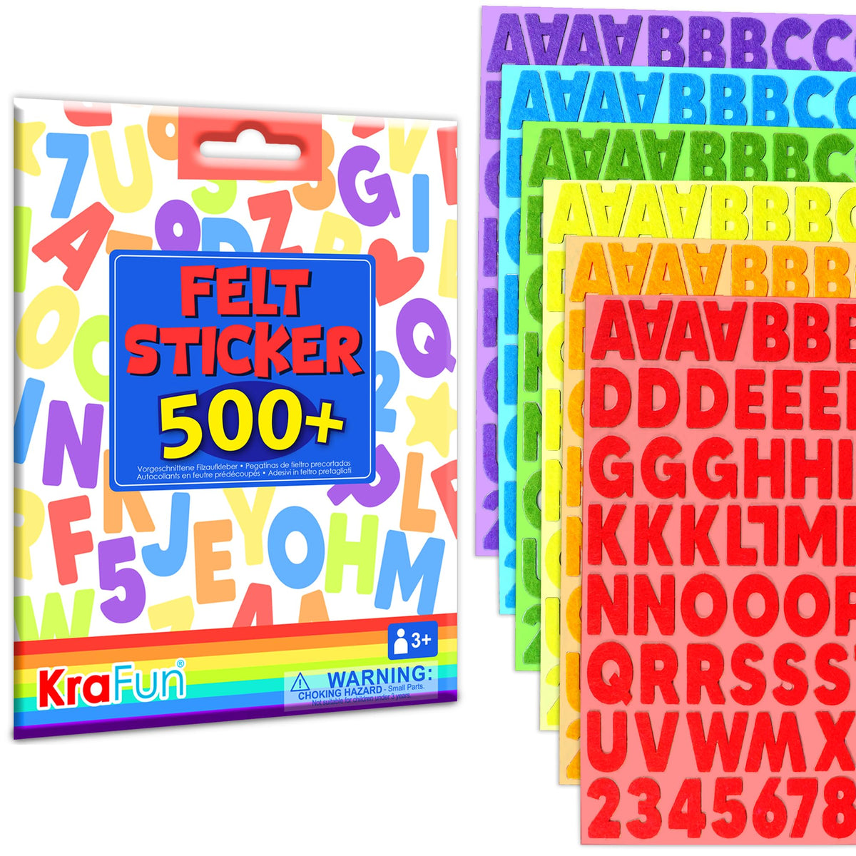 KRAFUN 500+ felt alphabet stickers for early spelling practice