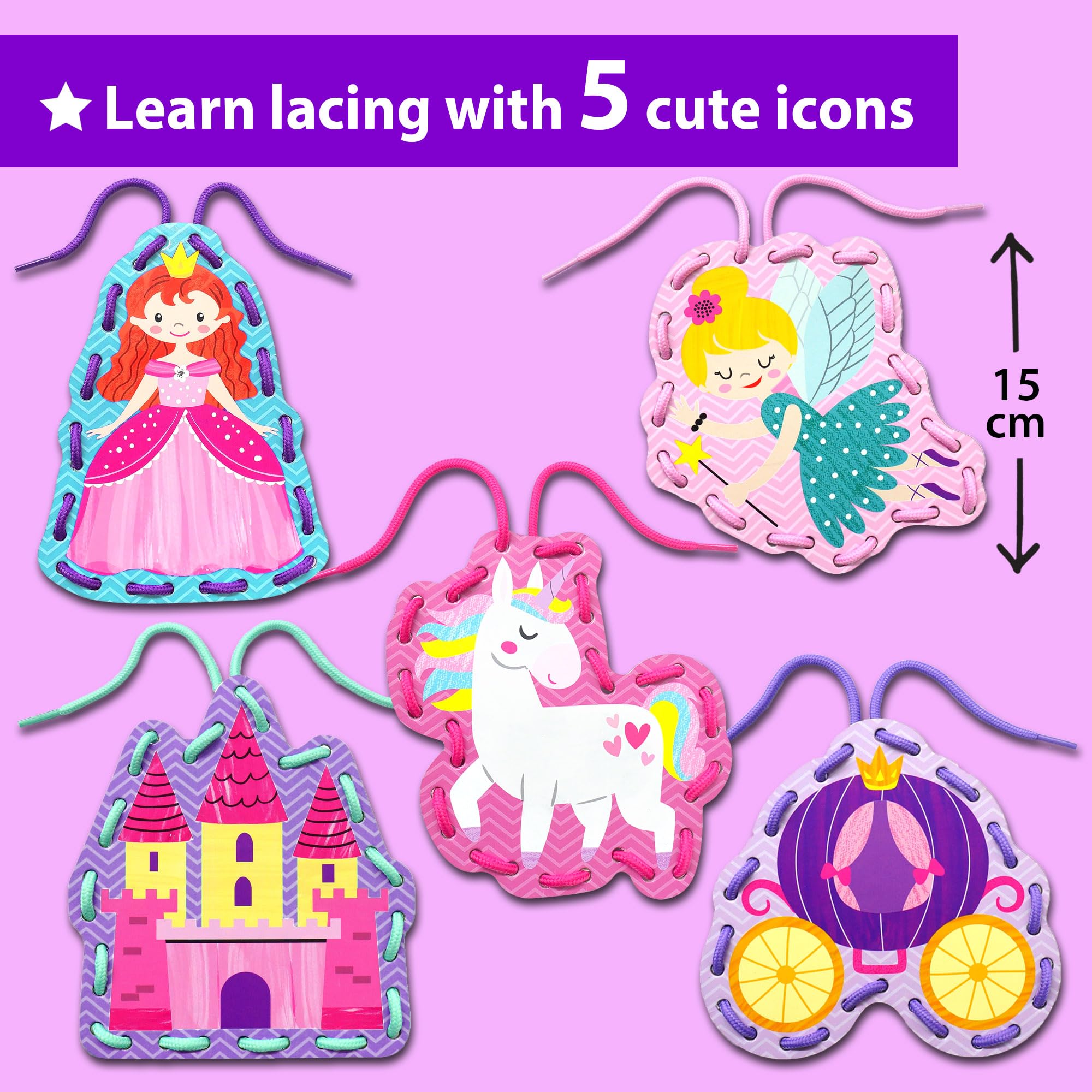 KRAFUN Castle Lacing Card fosters imaginative play while developing motor skills.