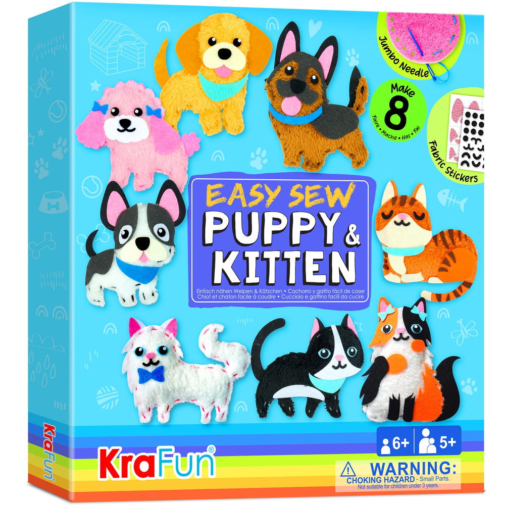 KRAFUN Easy Sewing Kit for beginners with dogs and kittens projects boosts creativity.