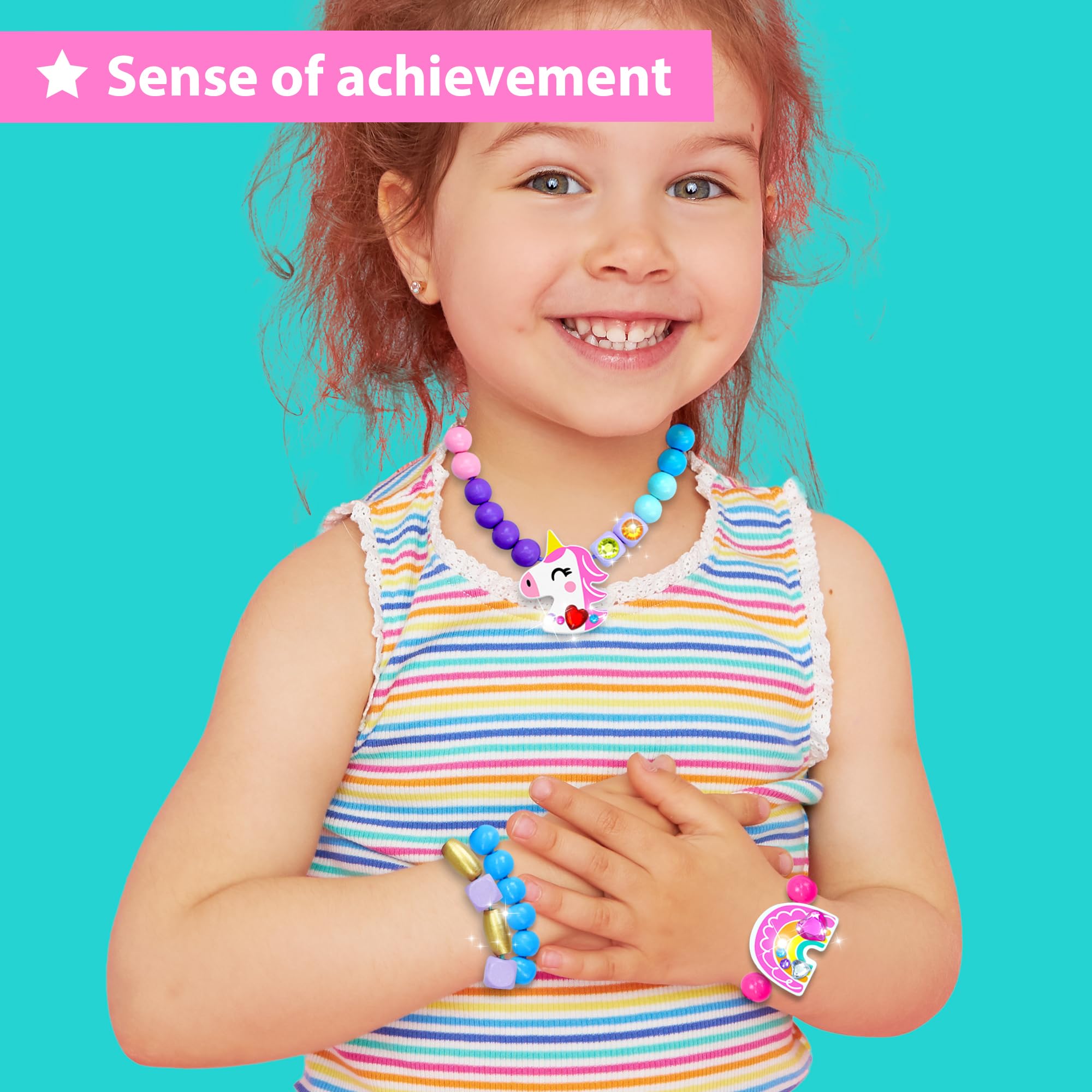 KRAFUN finished bracelets worn by kids, illustrating confidence in a screen-free, creative hobby.