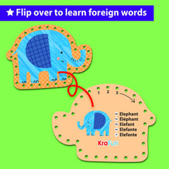 KRAFUN lacing card tiger supports early shape recognition.