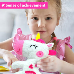 KRAFUN Prepunched holes and templates simplify kid-friendly stitching.