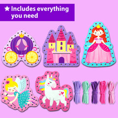 KRAFUN Princess Lacing Card that boosts hand-eye coordination through color matching.