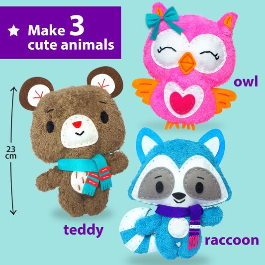 KRAFUN sewing kit for kids Raccoon doll offers cute stitching practice for beginners