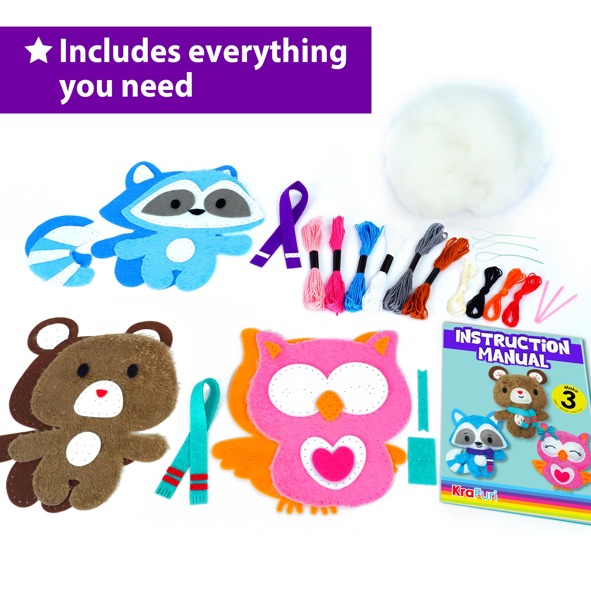KRAFUN thread and safety needles provide kid-friendly safe stitching options