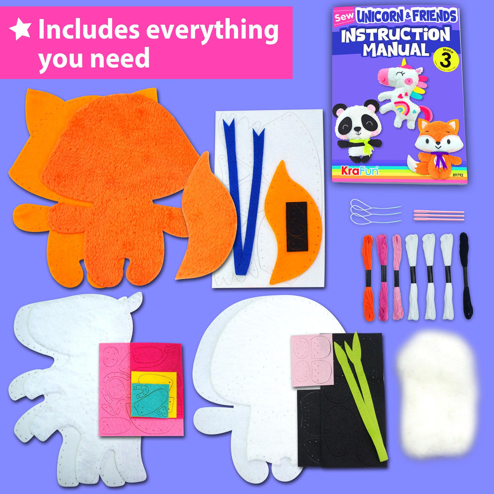 KRAFUN Unicorn doll assembly instructions guide young makers step by step.