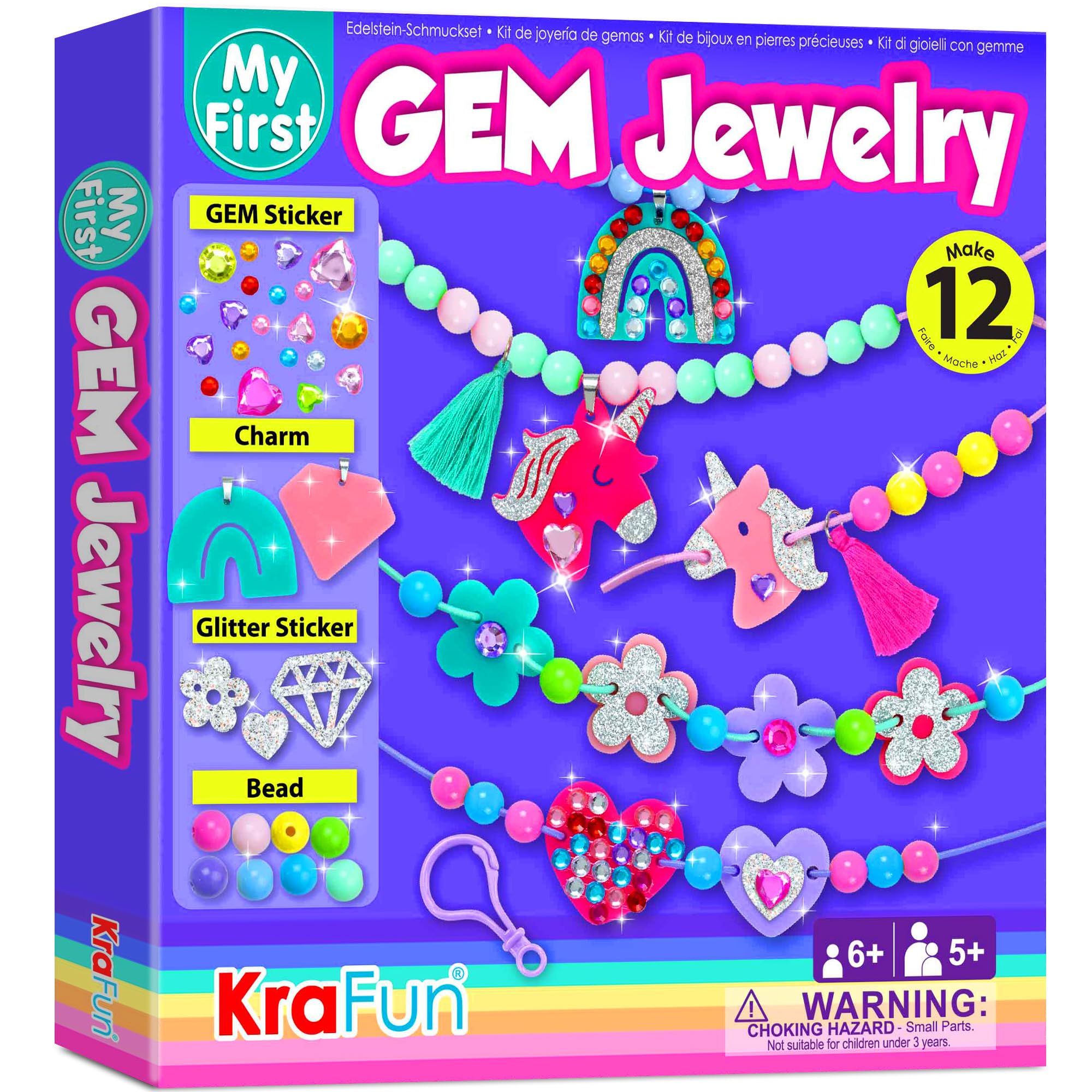 KRAFUN unicorn-princess-beads in bright colors for easy threading