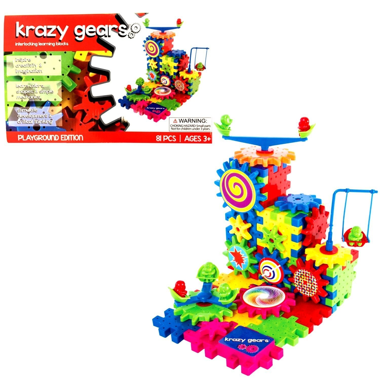 Krazy Gears motorized gear spin showcases kinetic play and learning.