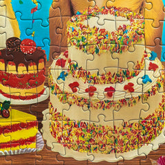 Kribin balloons and cake detail with vibrant hues for celebrations