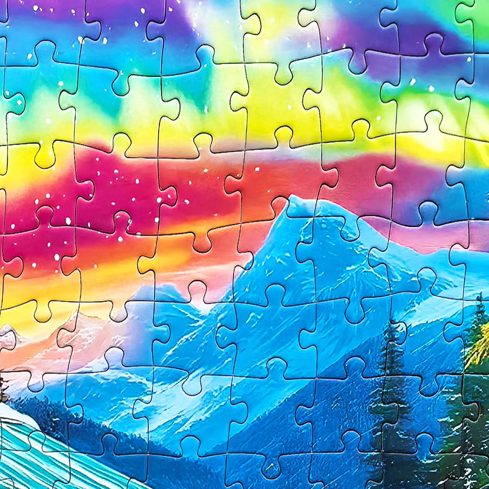 Kribin dogs enjoying the snowy scene puzzle evokes joyful collaborative play.
