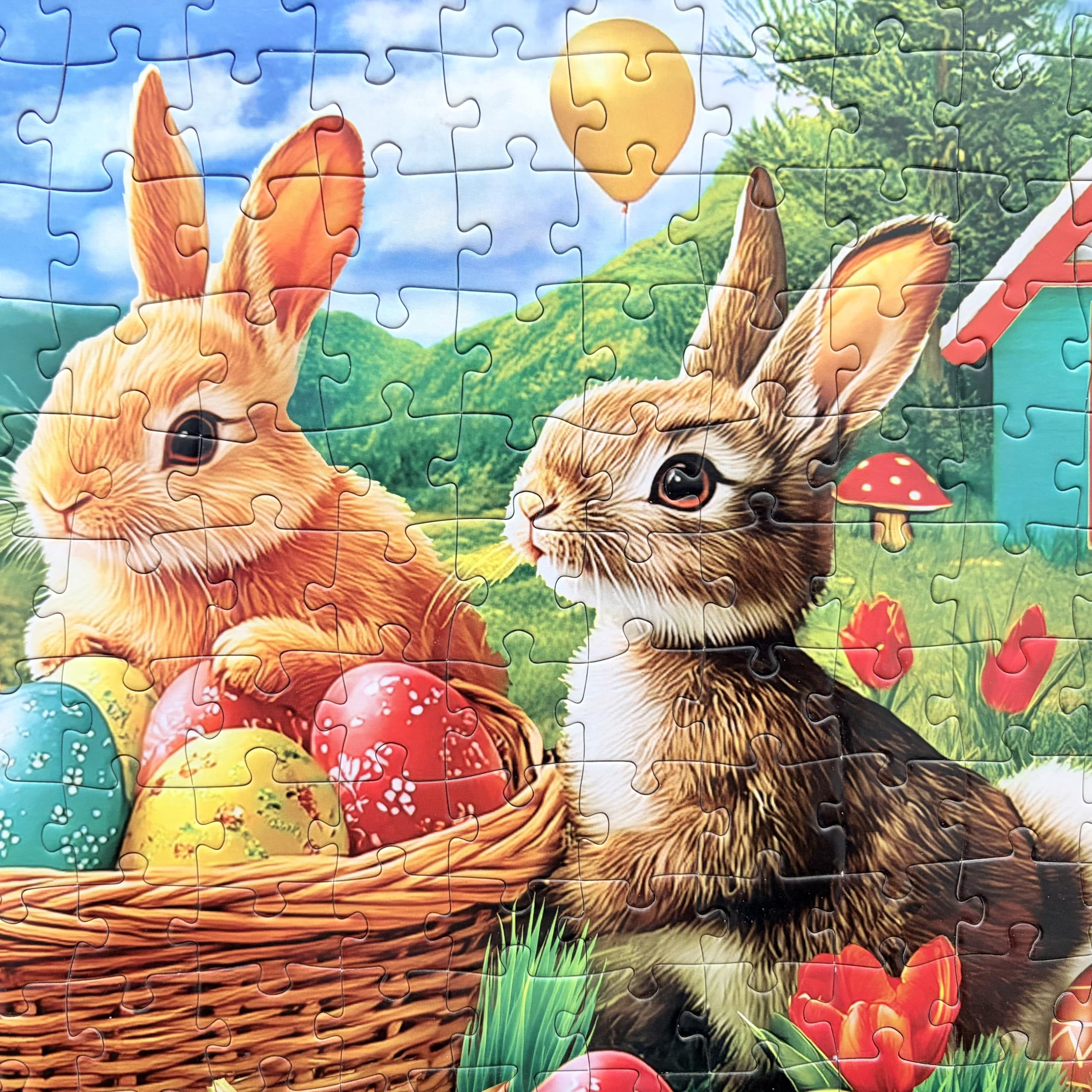 Kribin Easter puzzle eggs and bunny scene, family gift idea.