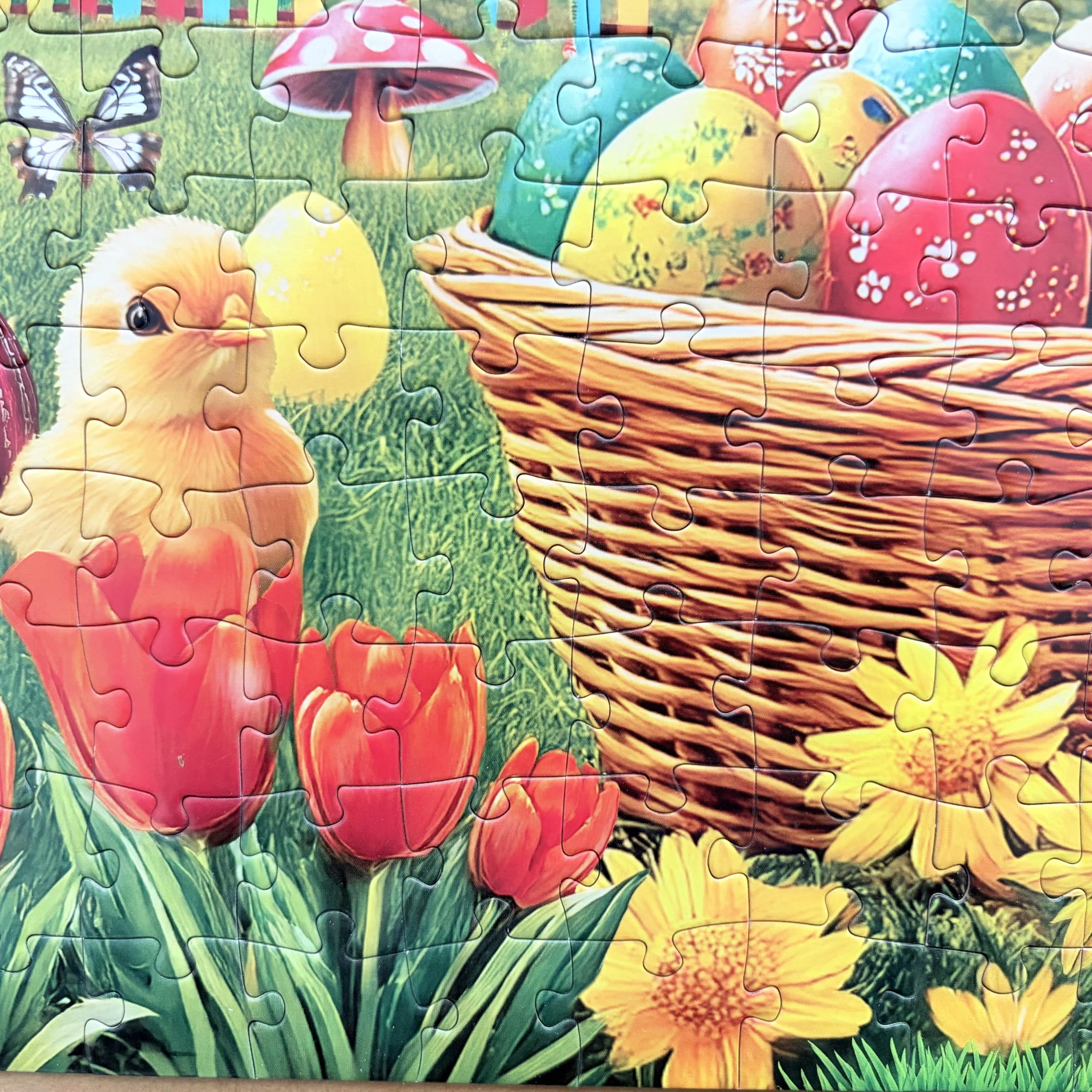 Kribin Easter puzzle tulips and lilies scene for decor.