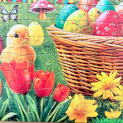 Kribin Easter puzzle tulips and lilies scene for decor.