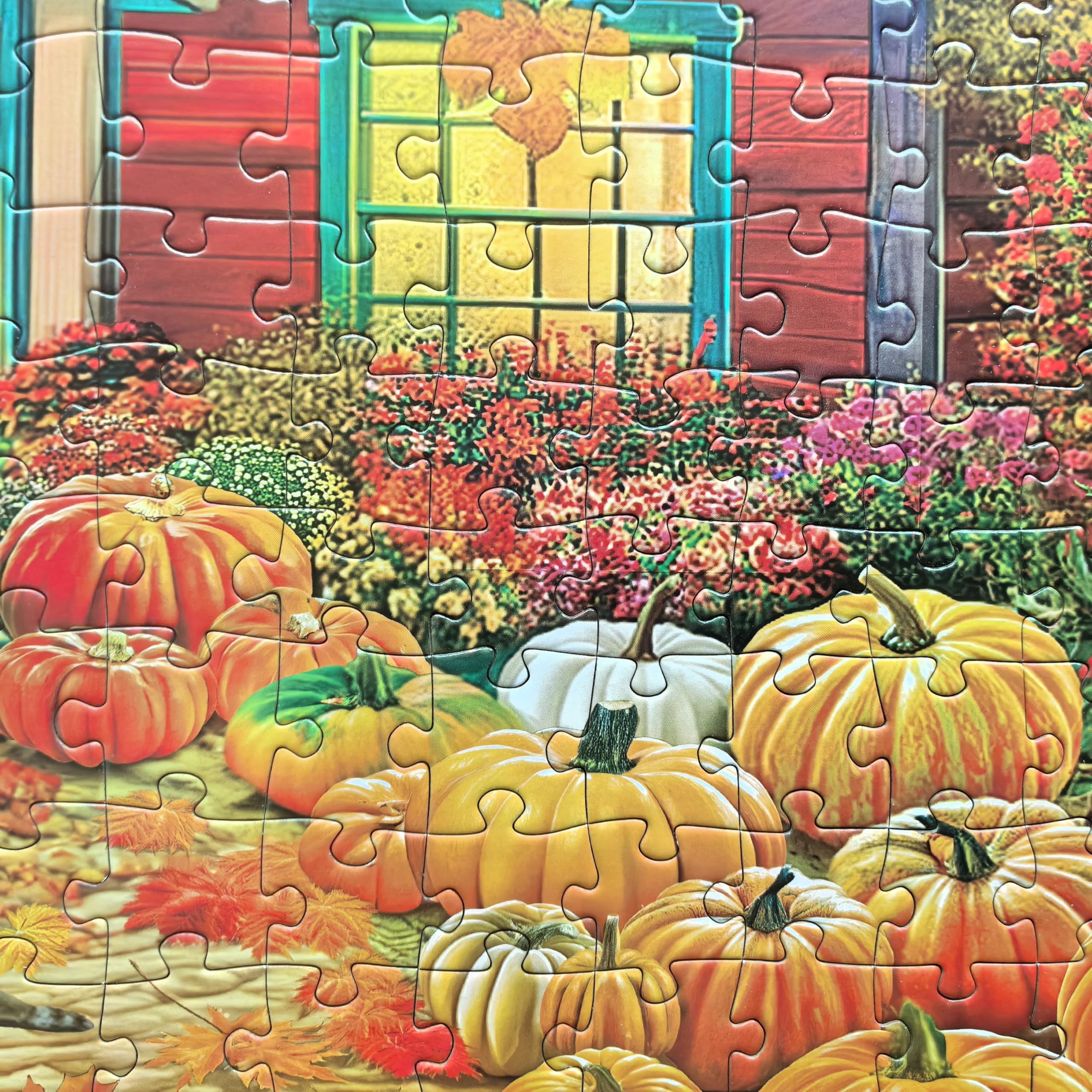 Kribin pumpkin cart puzzle captures harvest scene, great for seasonal gifting or display