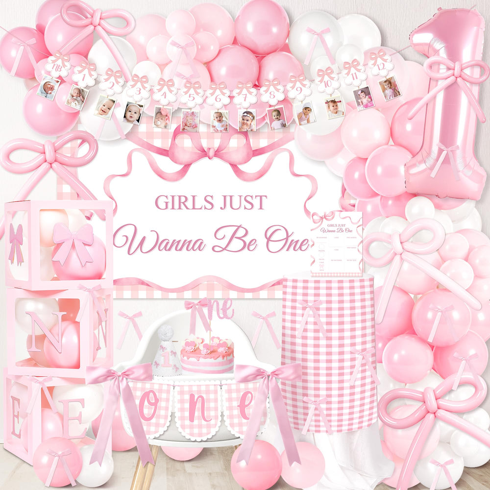 Kriyokiaa balloon arch decor creates a photo-ready first birthday backdrop.