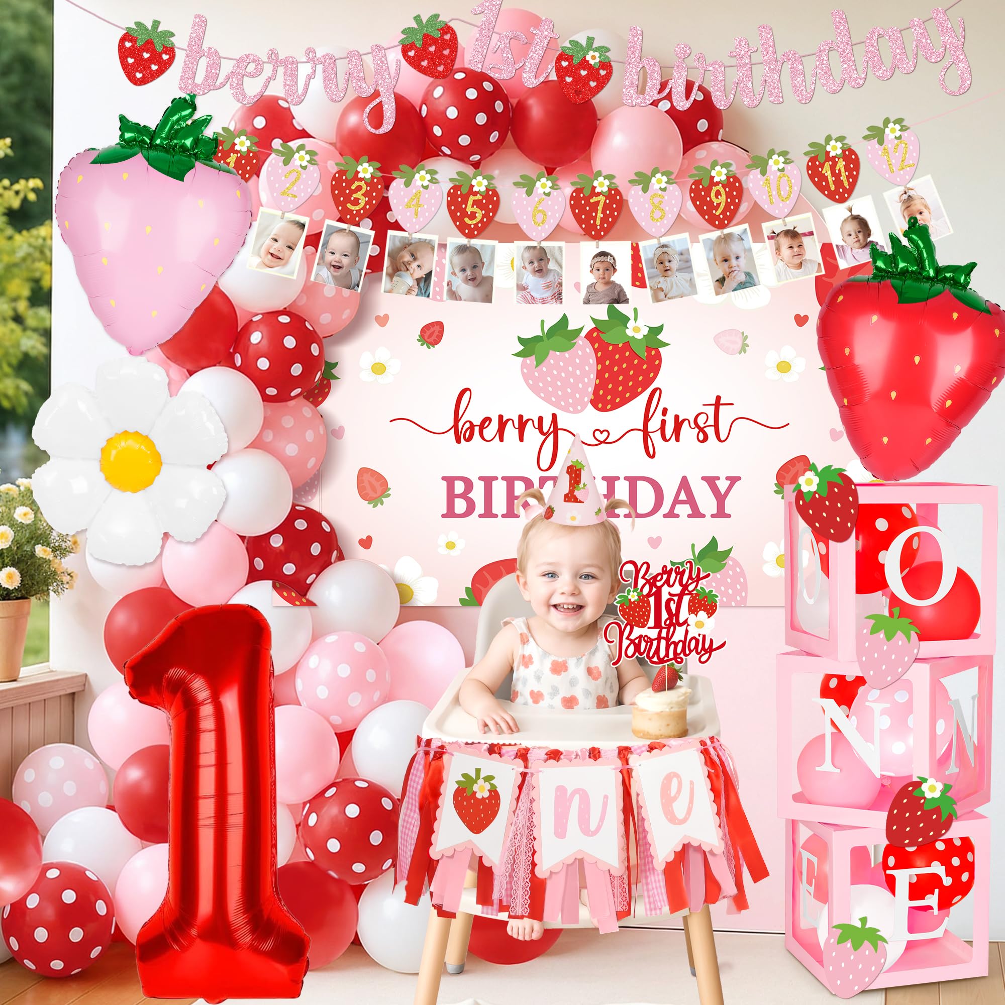 Kriyokiaa highchair banner coordinates decor for a cute first birthday setup.