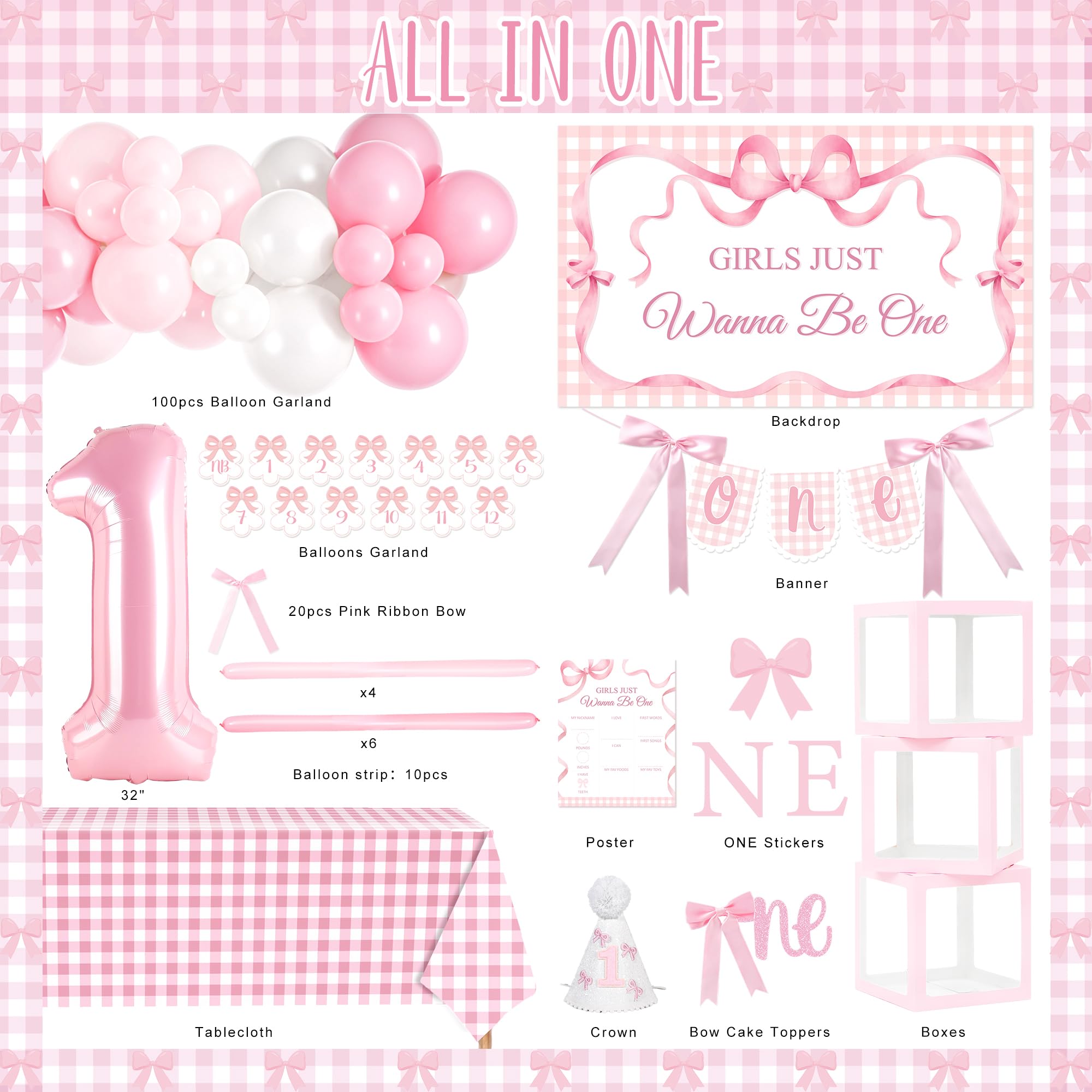 Kriyokiaa soft pink and white bow theme backdrop enhances the party look.