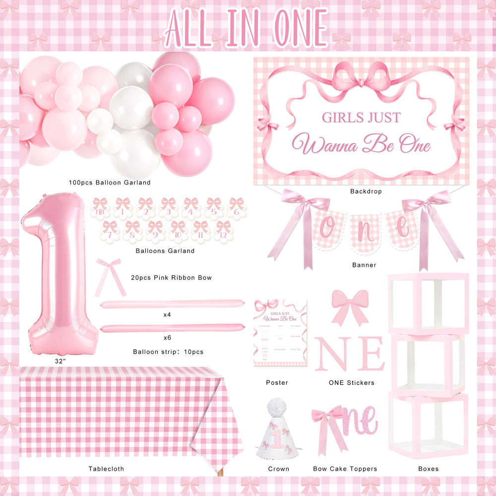 Kriyokiaa soft pink and white bow theme backdrop enhances the party look.