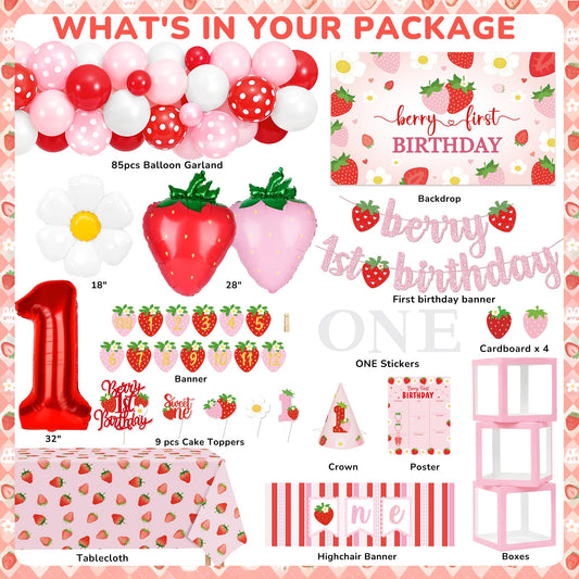 Kriyokiaa strawberry theme backdrop creates a vibrant photo area for memories.